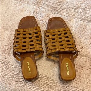 Maurices Brown Woven Slide Sandals
